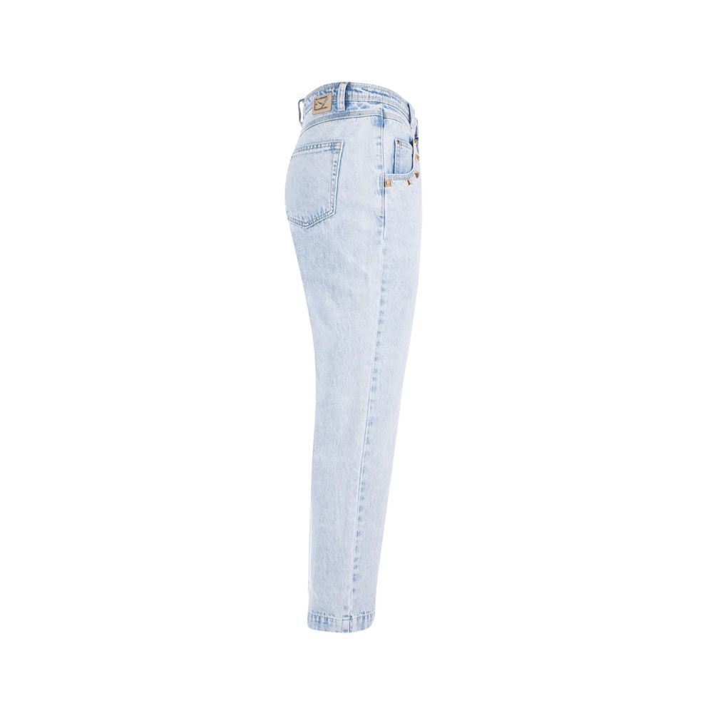 Yes Zee Blue Cotton Women's High-Waisted Jean - Ginchy