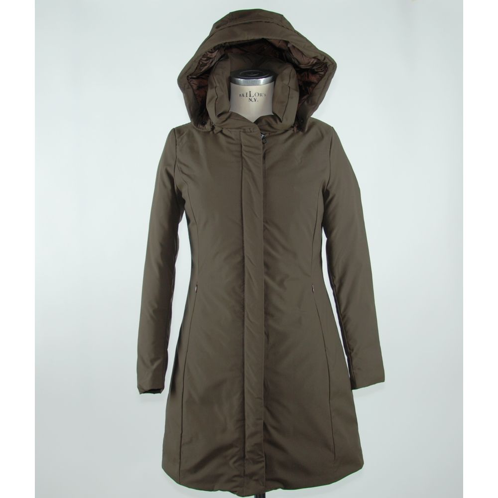 Emilio Romanelli Elegant Brown Polygon Jacket with Hood - Ginchy