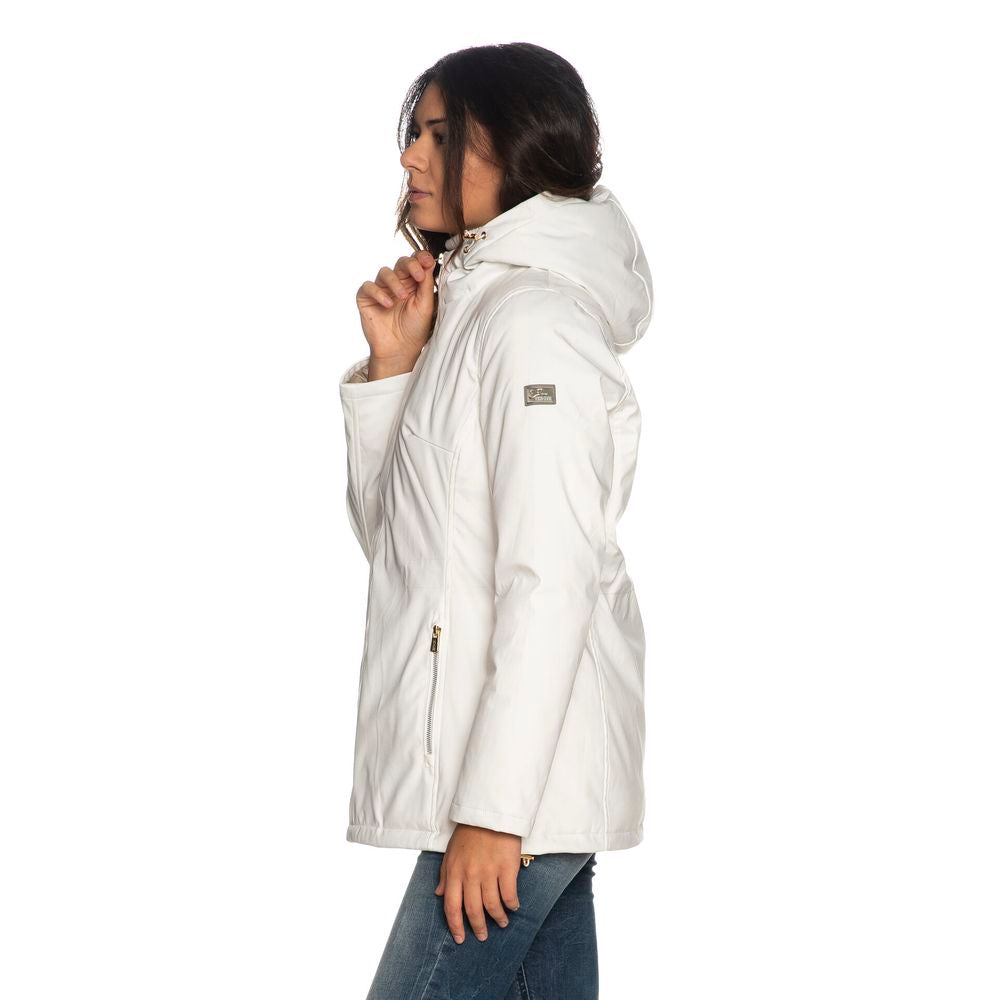 Yes Zee White Polyester Women's Jacket - Ginchy