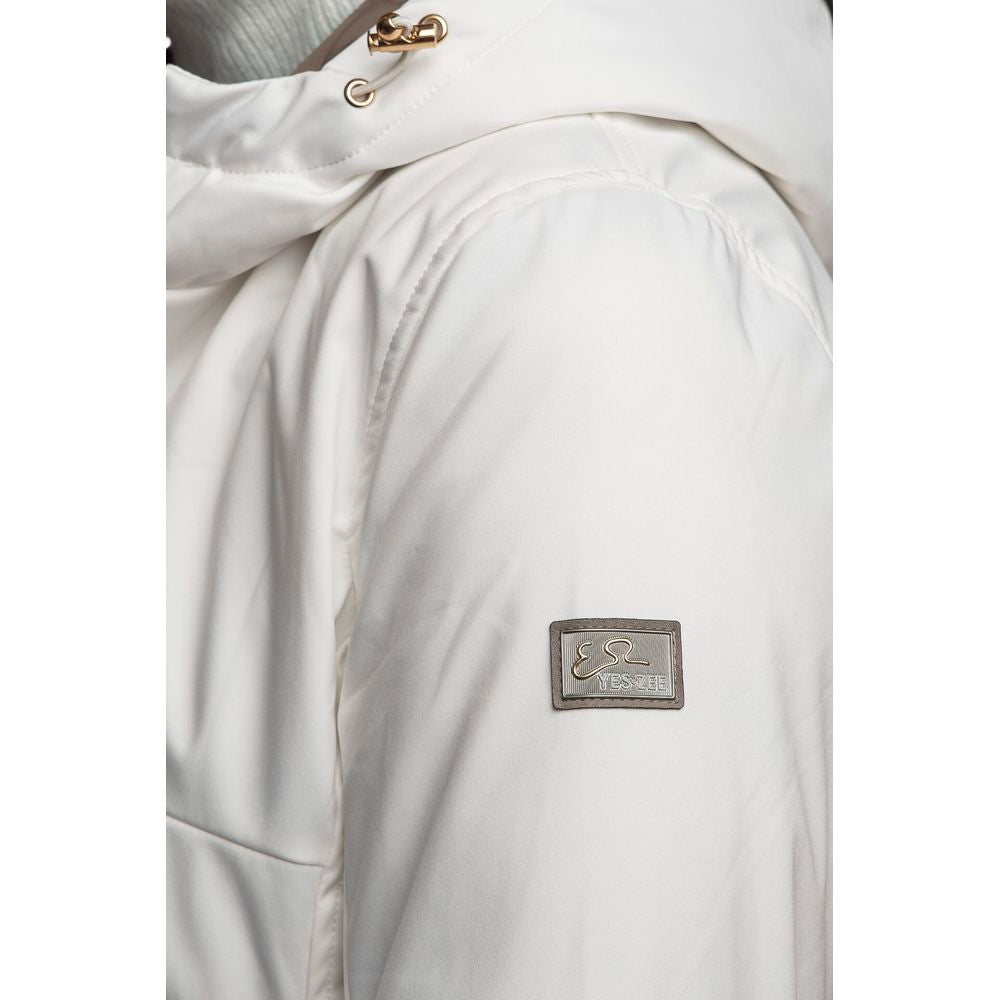 Yes Zee White Polyester Women's Jacket - Ginchy