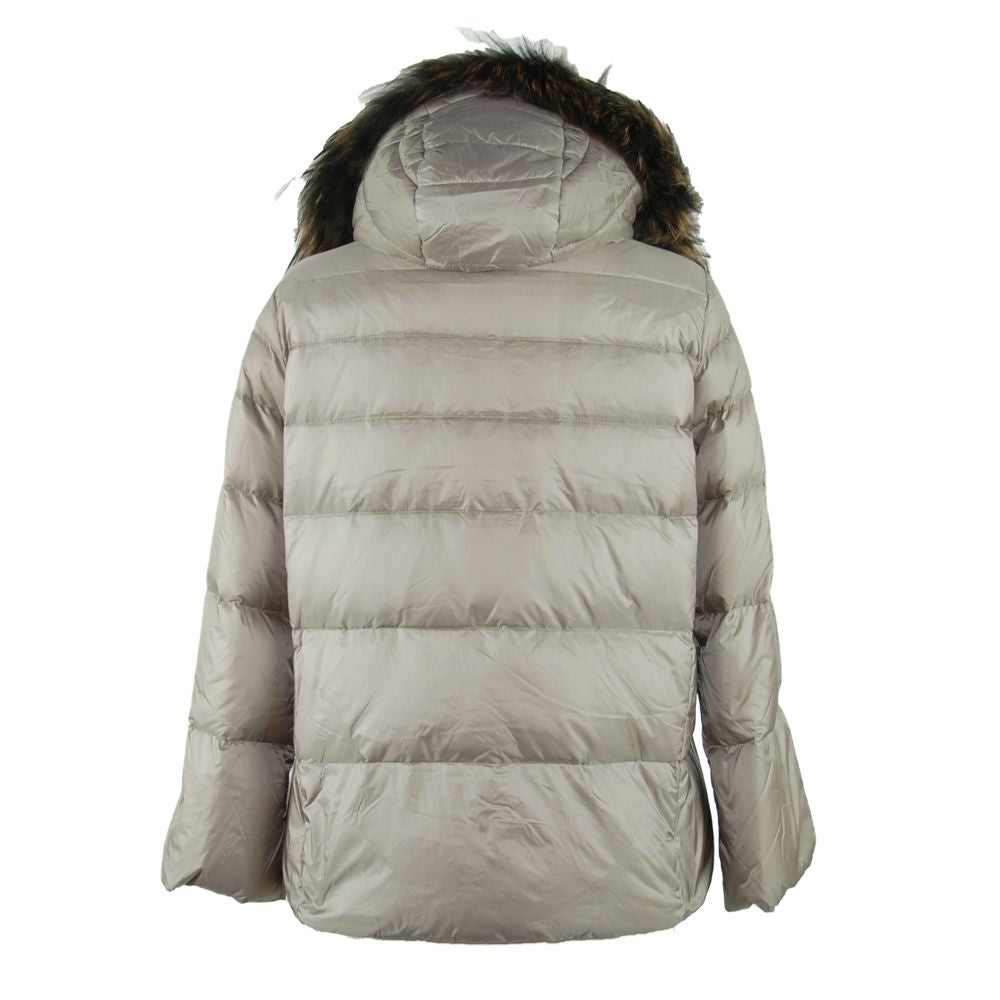 Emilio Romanelli Elegant Gray Polyamide Fur-Trimmed Coat - Ginchy