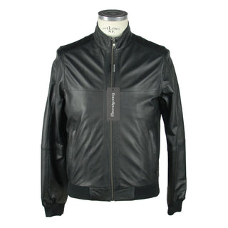 Emilio Romanelli Sleek Black Leather Jacket For Men - Ginchy