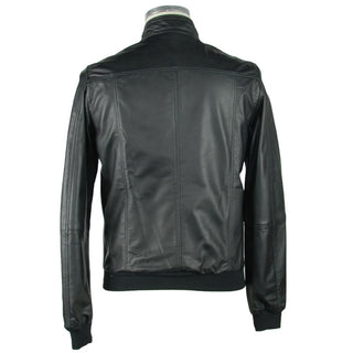 Emilio Romanelli Sleek Black Leather Jacket For Men - Ginchy