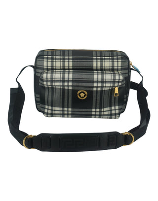 Versace Elegant Grey Leather Crossbody Bag - Ginchy