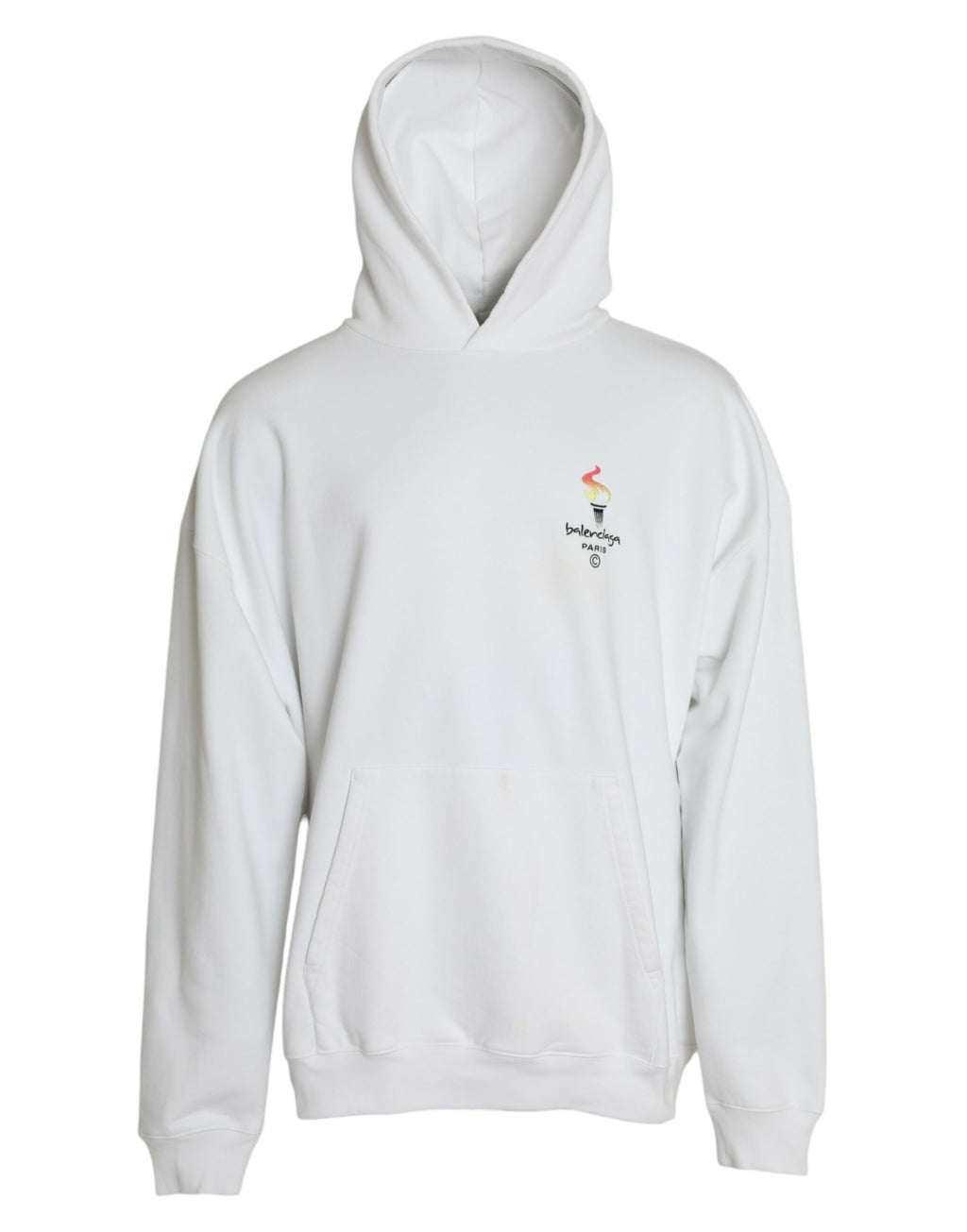 Balenciaga White Cotton Logo Hooded Pullover Sweatshirt Sweater - Ginchy