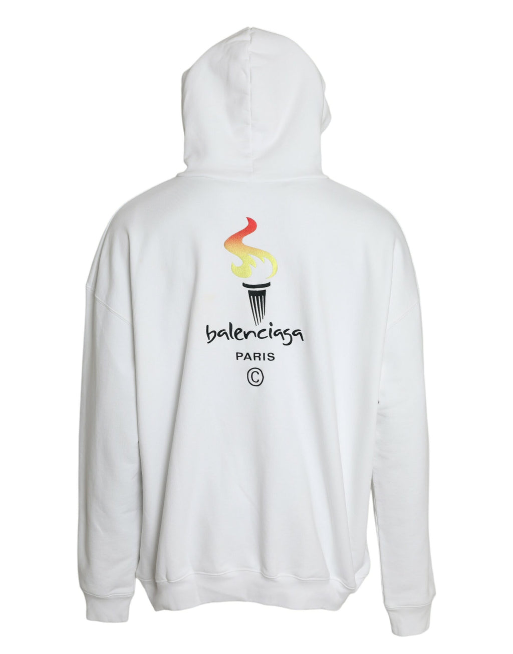 Balenciaga White Cotton Logo Hooded Pullover Sweatshirt Sweater - Ginchy