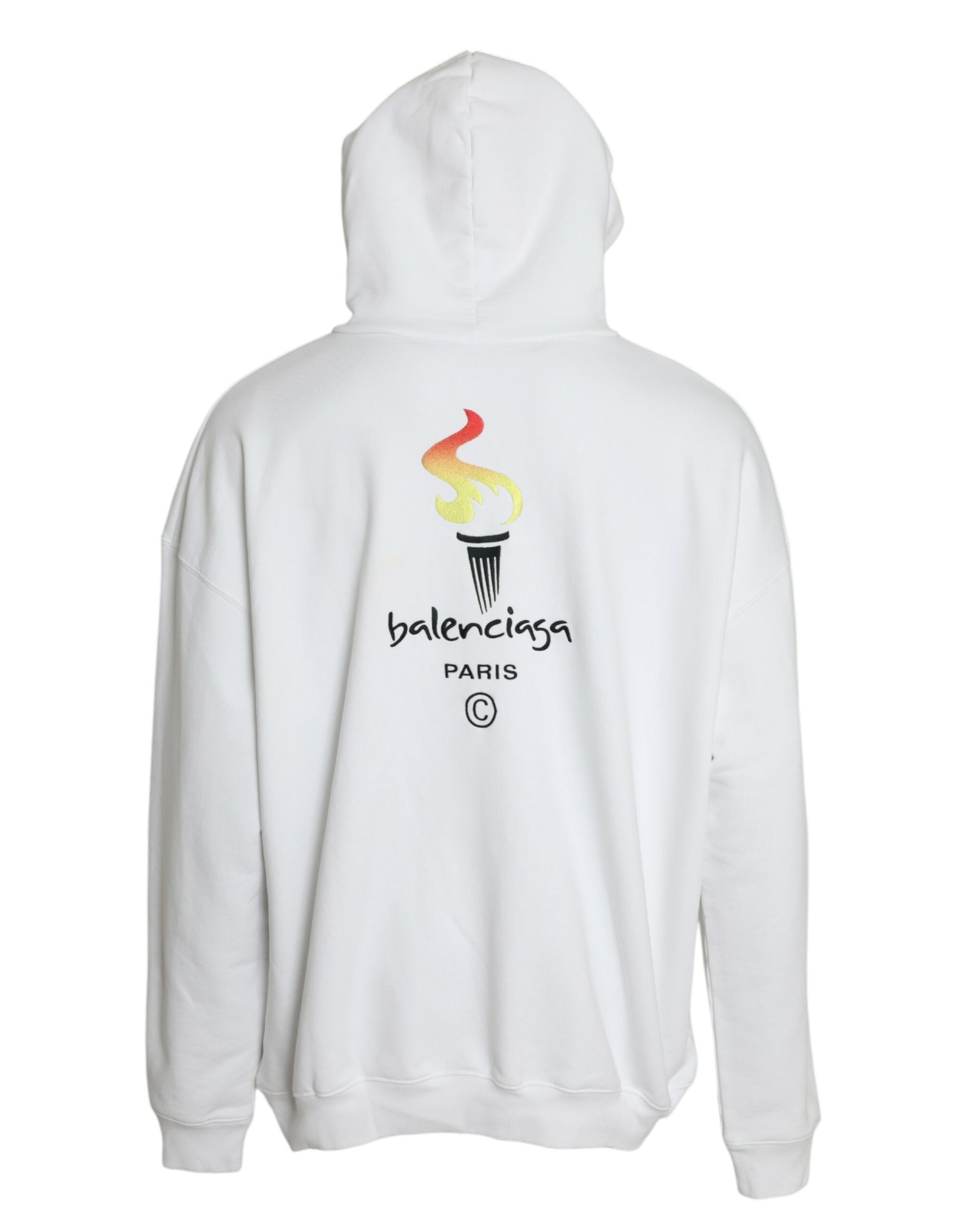 Balenciaga White Cotton Logo Hooded Pullover Sweatshirt Sweater - Ginchy