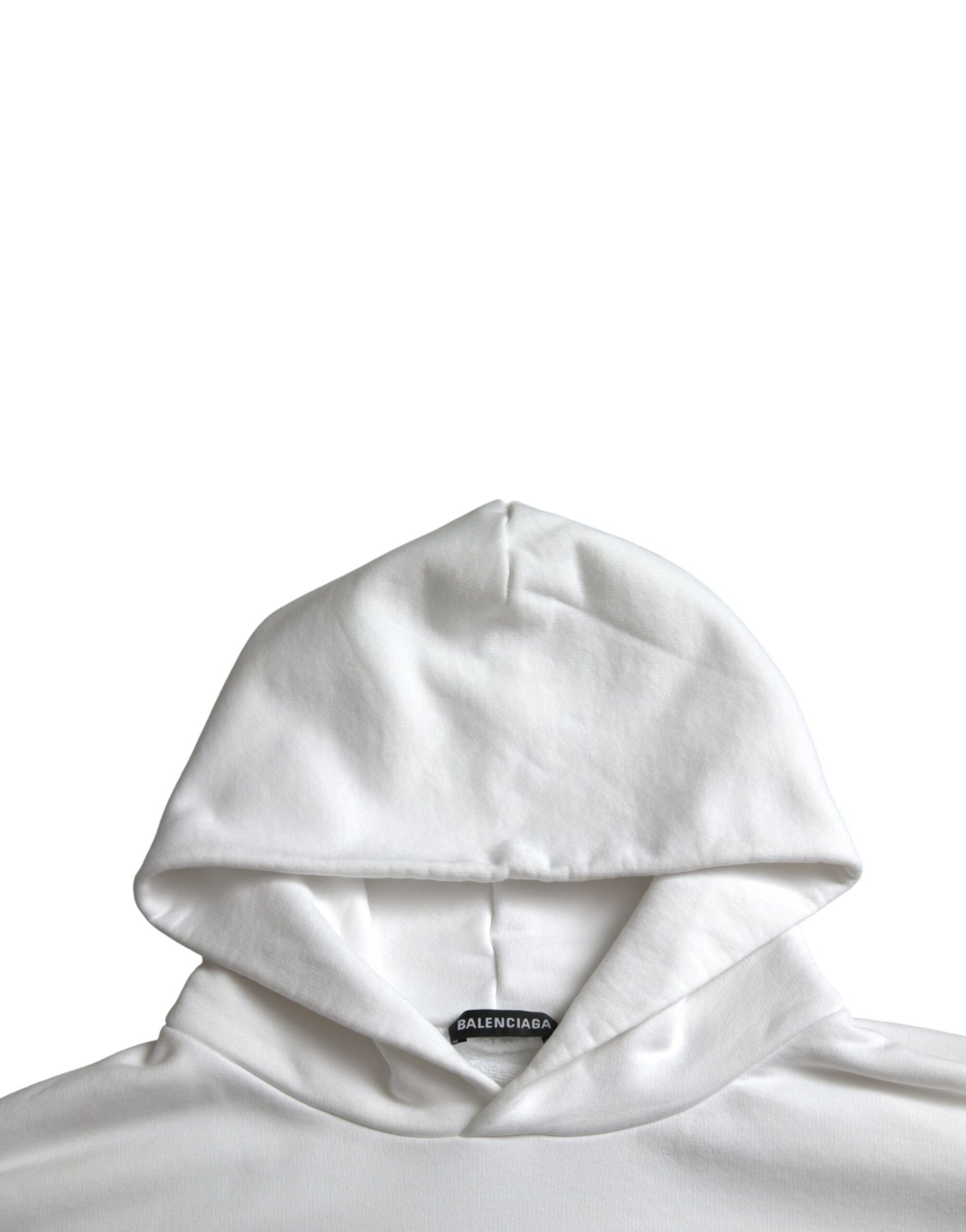 Balenciaga White Cotton Logo Hooded Pullover Sweatshirt Sweater - Ginchy