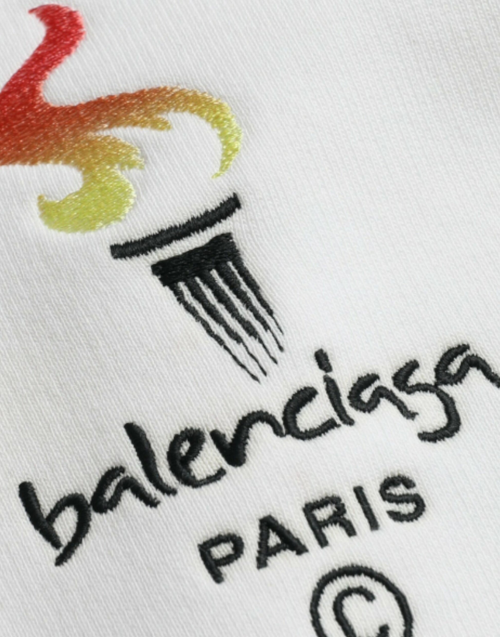 Balenciaga White Cotton Logo Hooded Pullover Sweatshirt Sweater - Ginchy