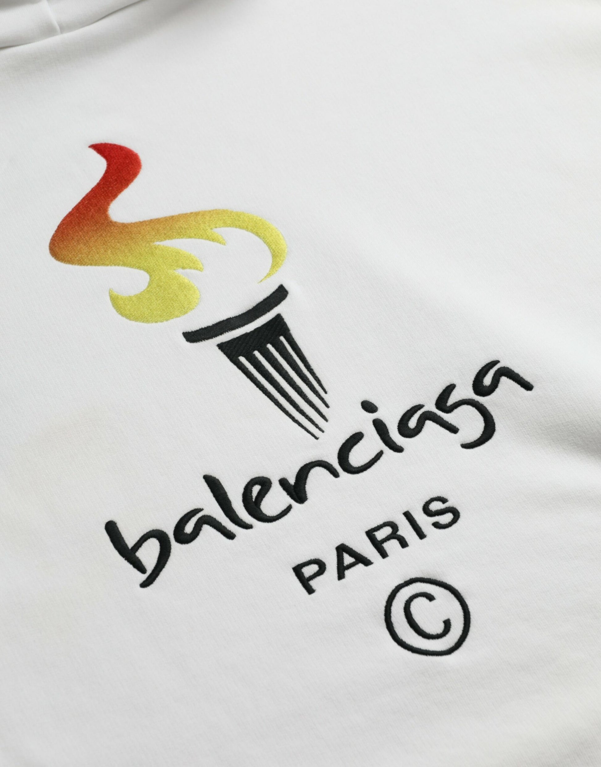 Balenciaga White Cotton Logo Hooded Pullover Sweatshirt Sweater - Ginchy