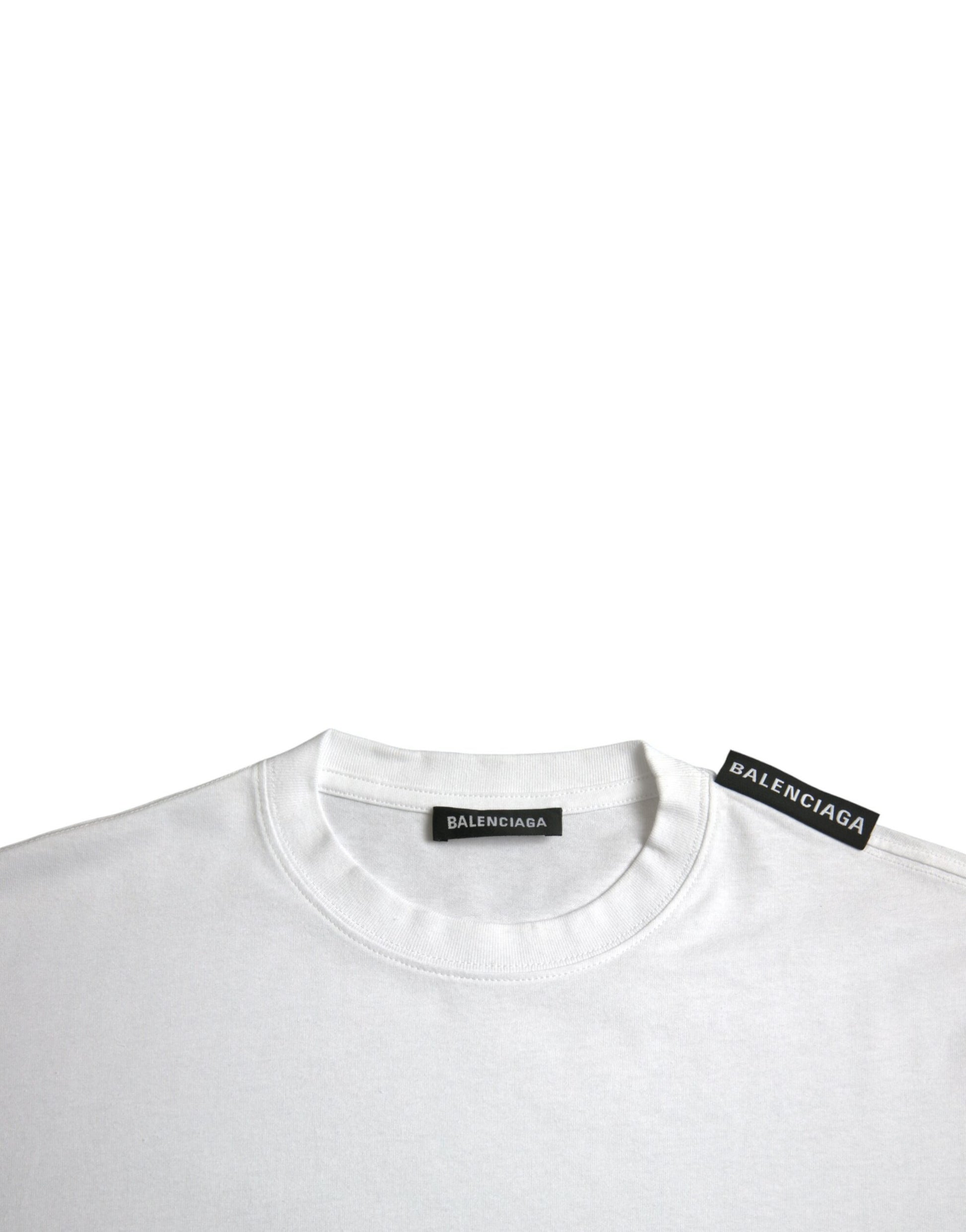 Balenciaga Off White Cotton Jersey Round Neck T-shirt - Ginchy
