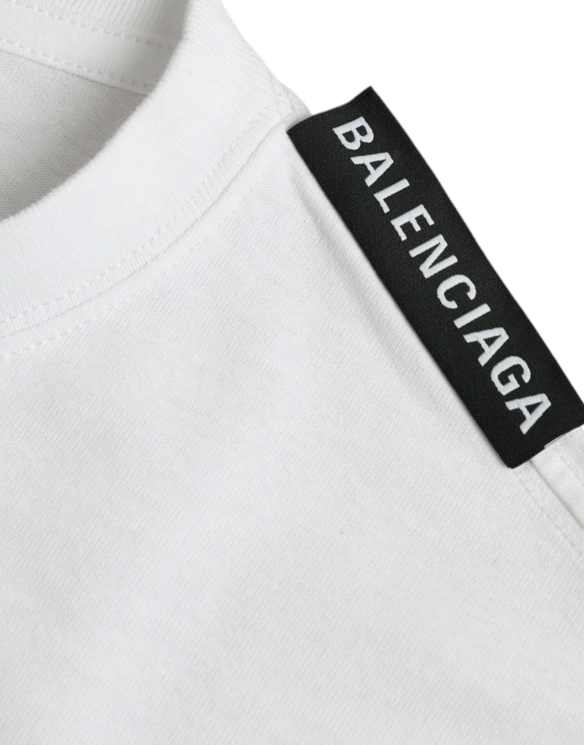 Balenciaga Off White Cotton Jersey Round Neck T-shirt - Ginchy