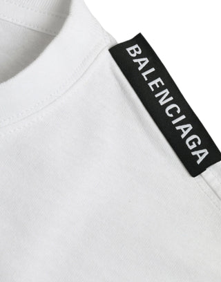 Balenciaga Off White Cotton Jersey Round Neck T-shirt - Ginchy