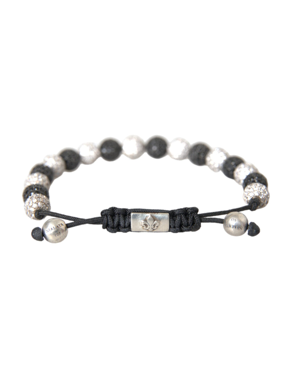 Nialaya CZ Crystal Ball Black White Beaded Bracelet - Ginchy