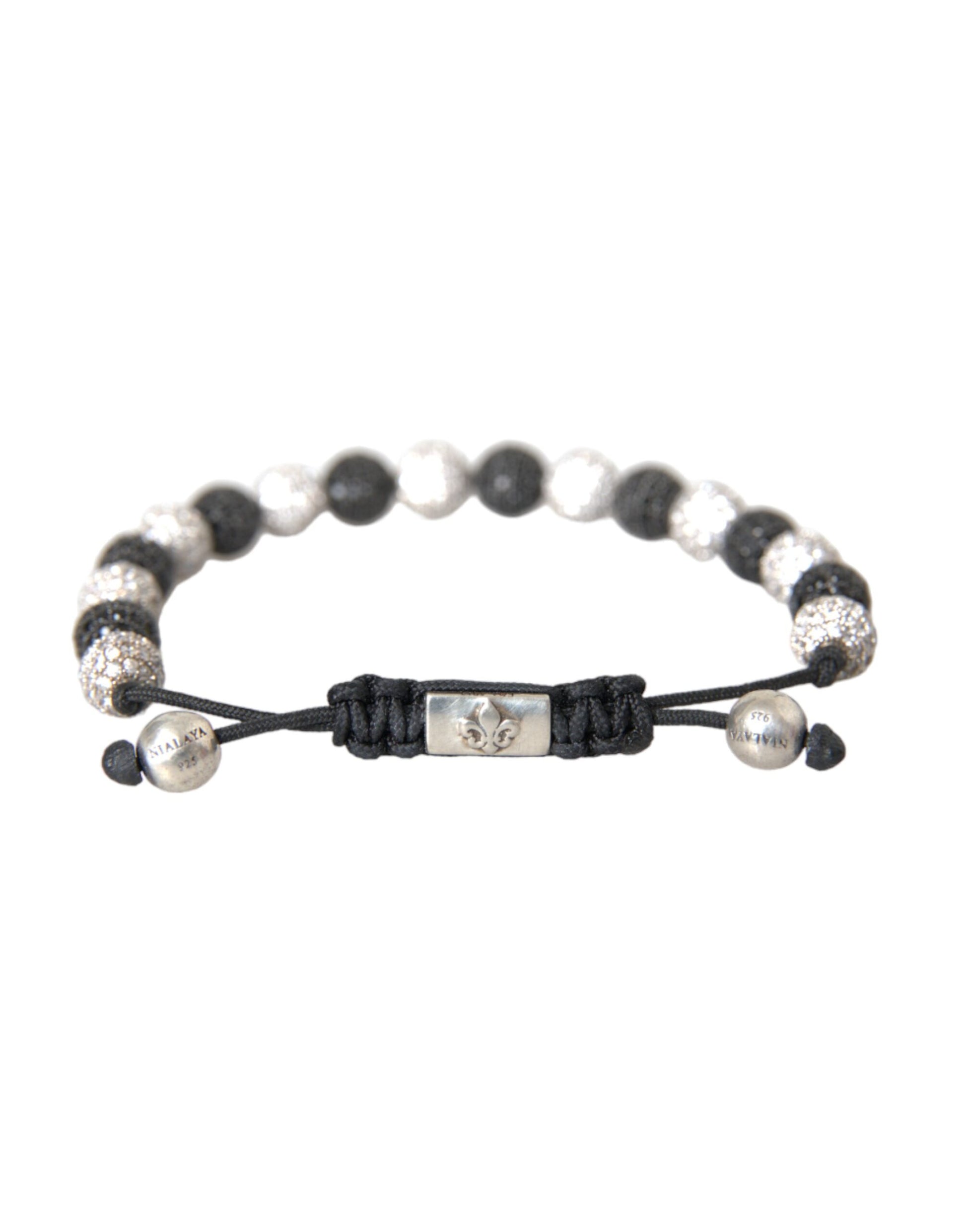 Nialaya CZ Crystal Ball Black White Beaded Bracelet - Ginchy