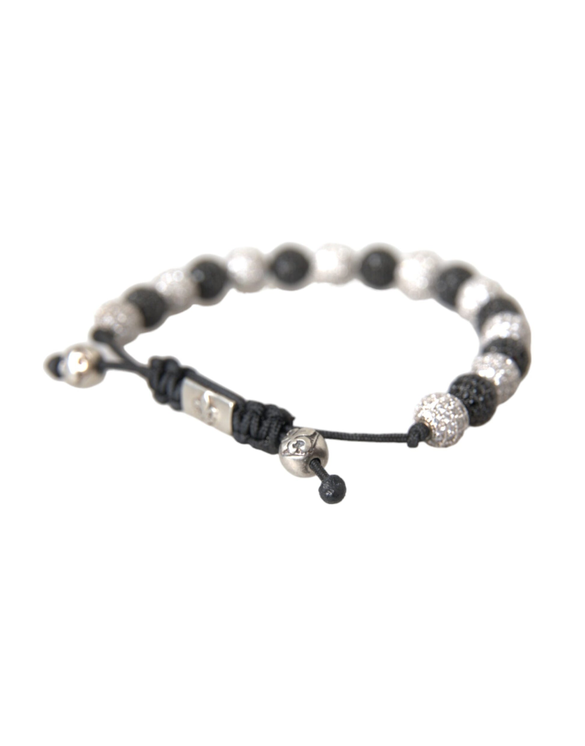 Nialaya CZ Crystal Ball Black White Beaded Bracelet - Ginchy
