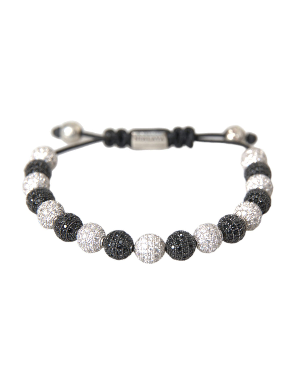 Nialaya CZ Crystal Ball Black White Beaded Bracelet - Ginchy