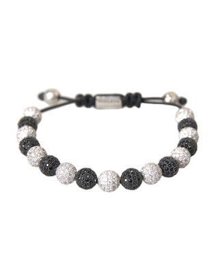 Nialaya CZ Crystal Ball Black White Beaded Bracelet - Ginchy