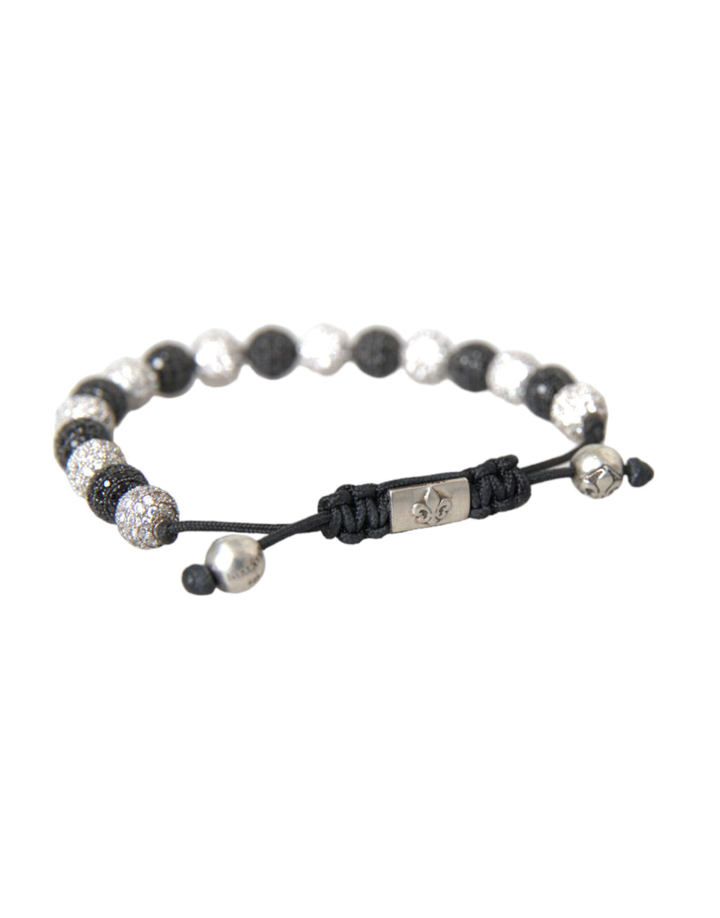 Nialaya CZ Crystal Ball Black White Beaded Bracelet - Ginchy