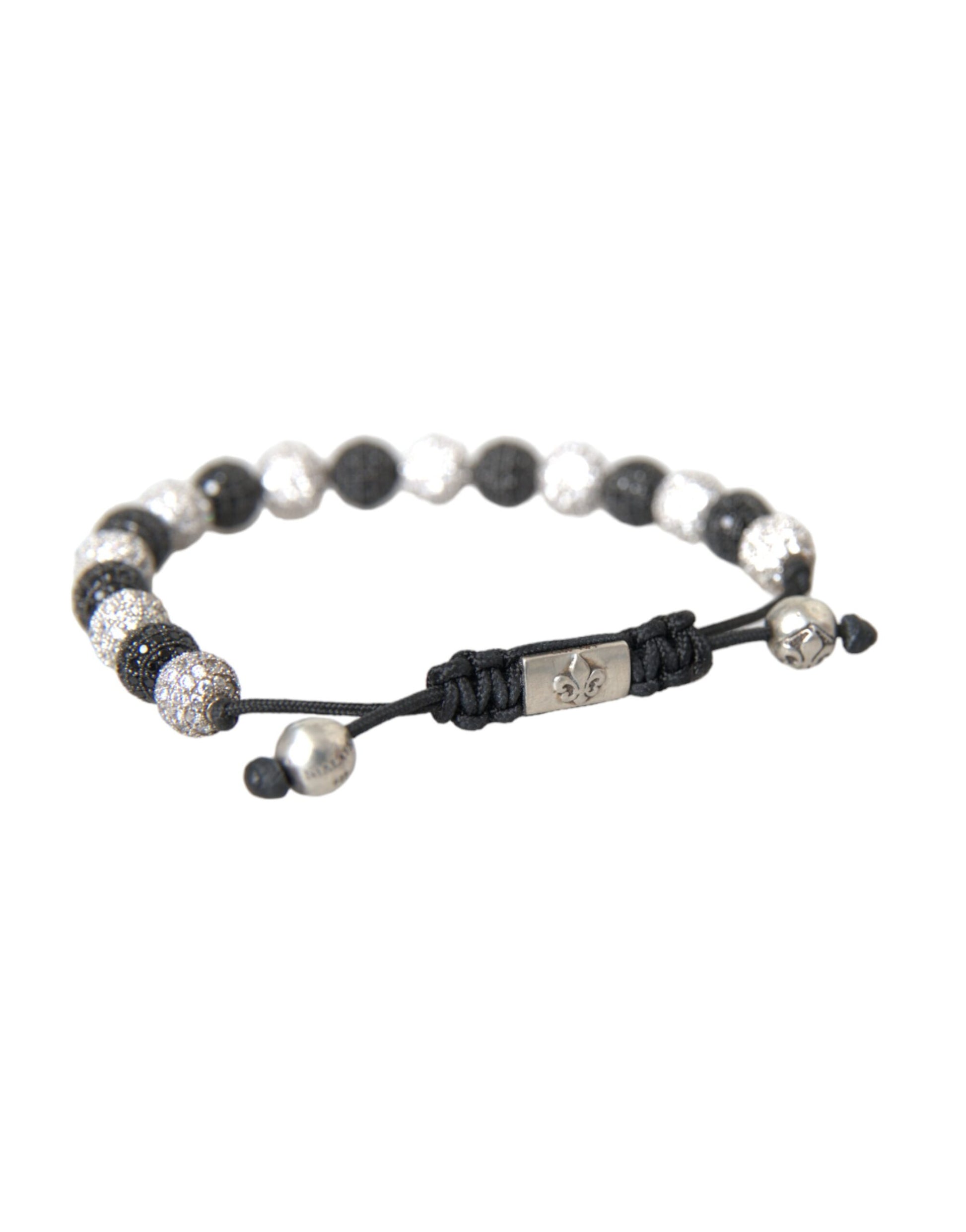 Nialaya CZ Crystal Ball Black White Beaded Bracelet - Ginchy