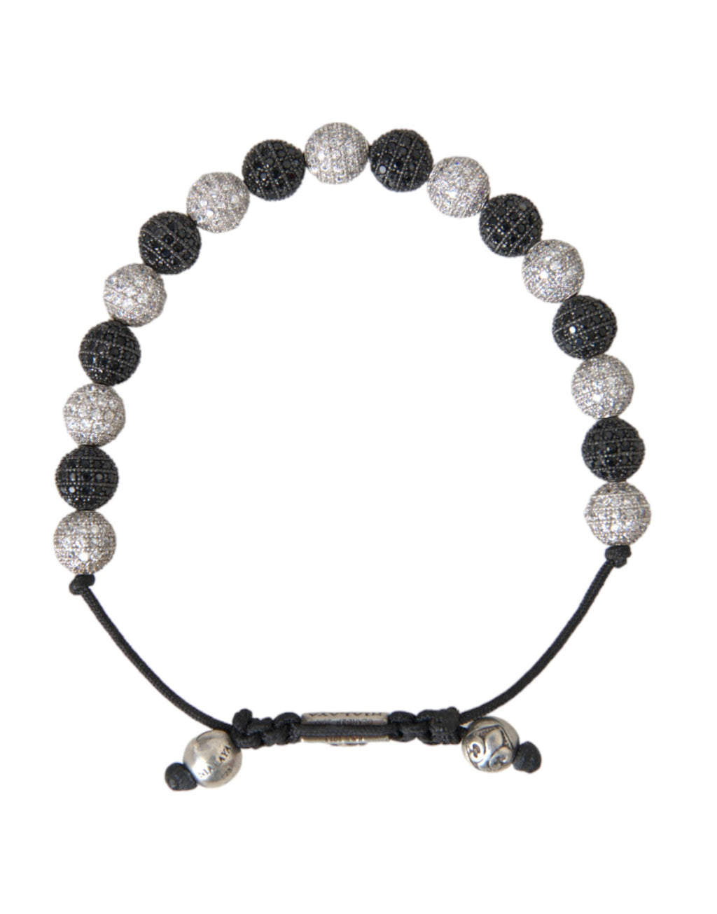 Nialaya CZ Crystal Ball Black White Beaded Bracelet - Ginchy