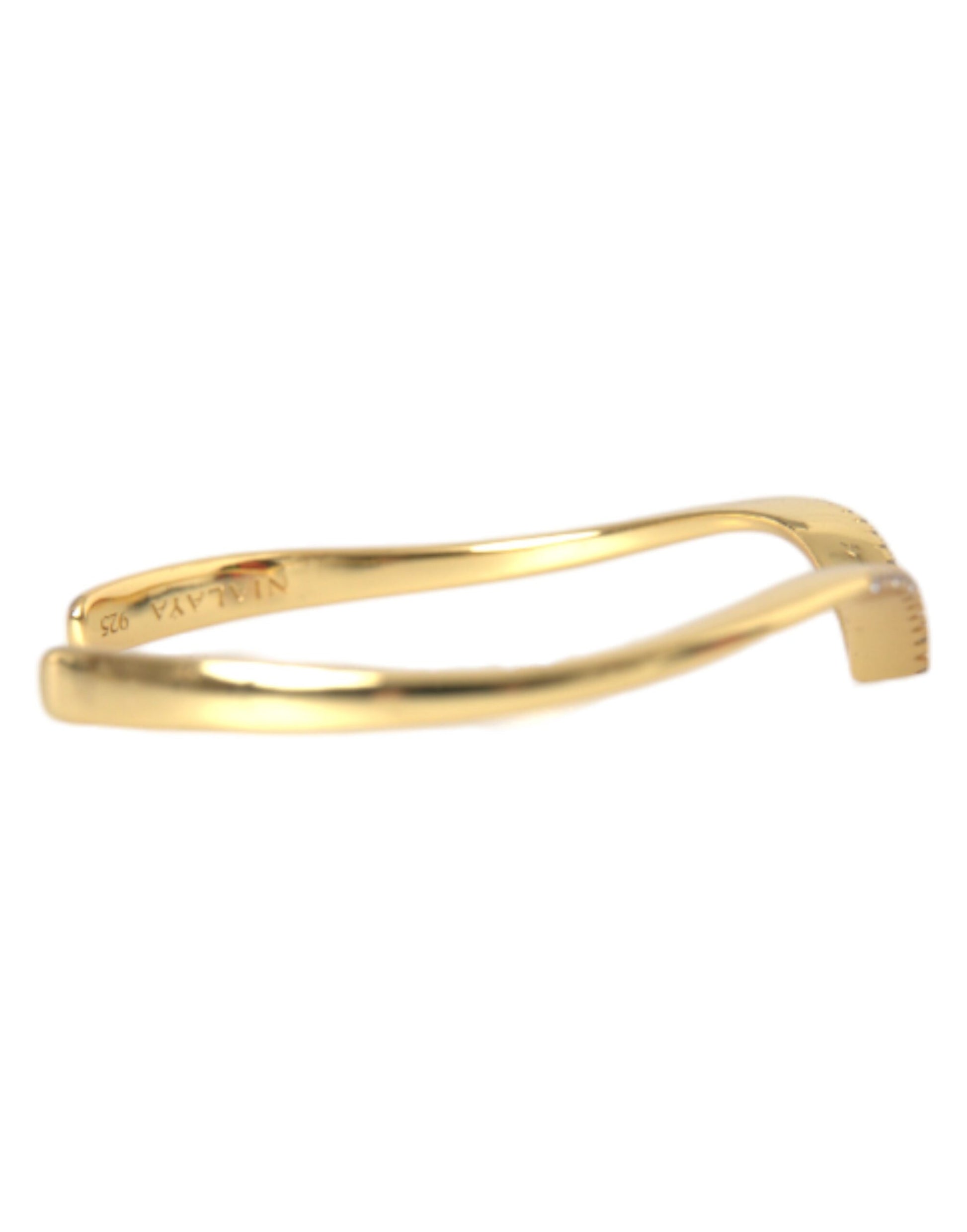 Nialaya Arched Wing Cuff Skyfall Gold CZ 925 Bracelet - Ginchy