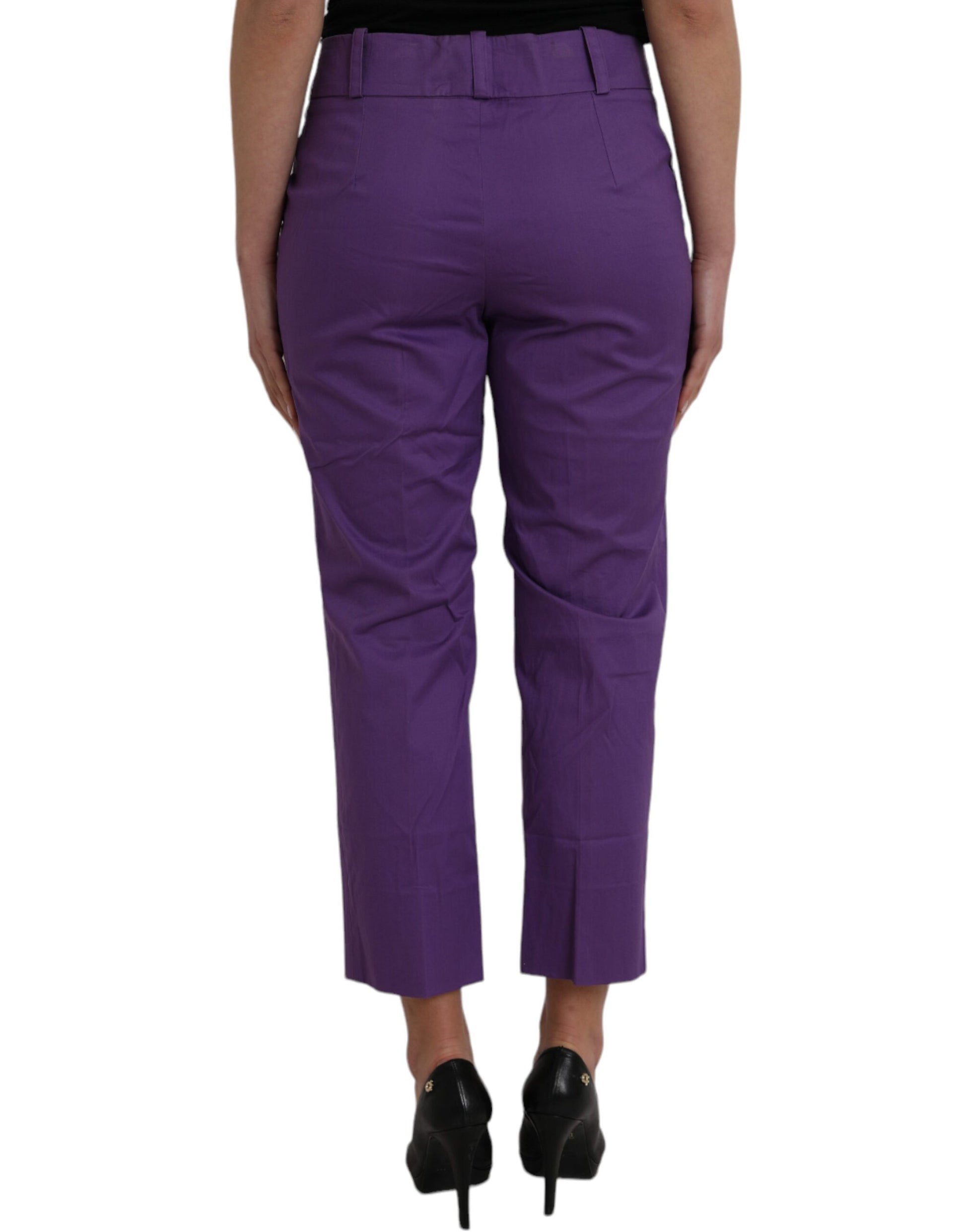 BENCIVENGA Purple Cotton MidWaist Straight Cropped Pants - Ginchy