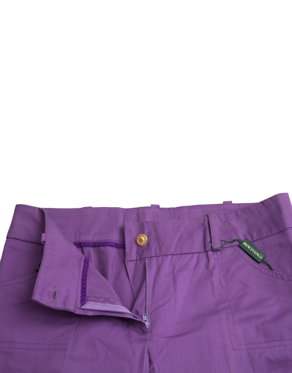 BENCIVENGA Purple Cotton MidWaist Straight Cropped Pants - Ginchy