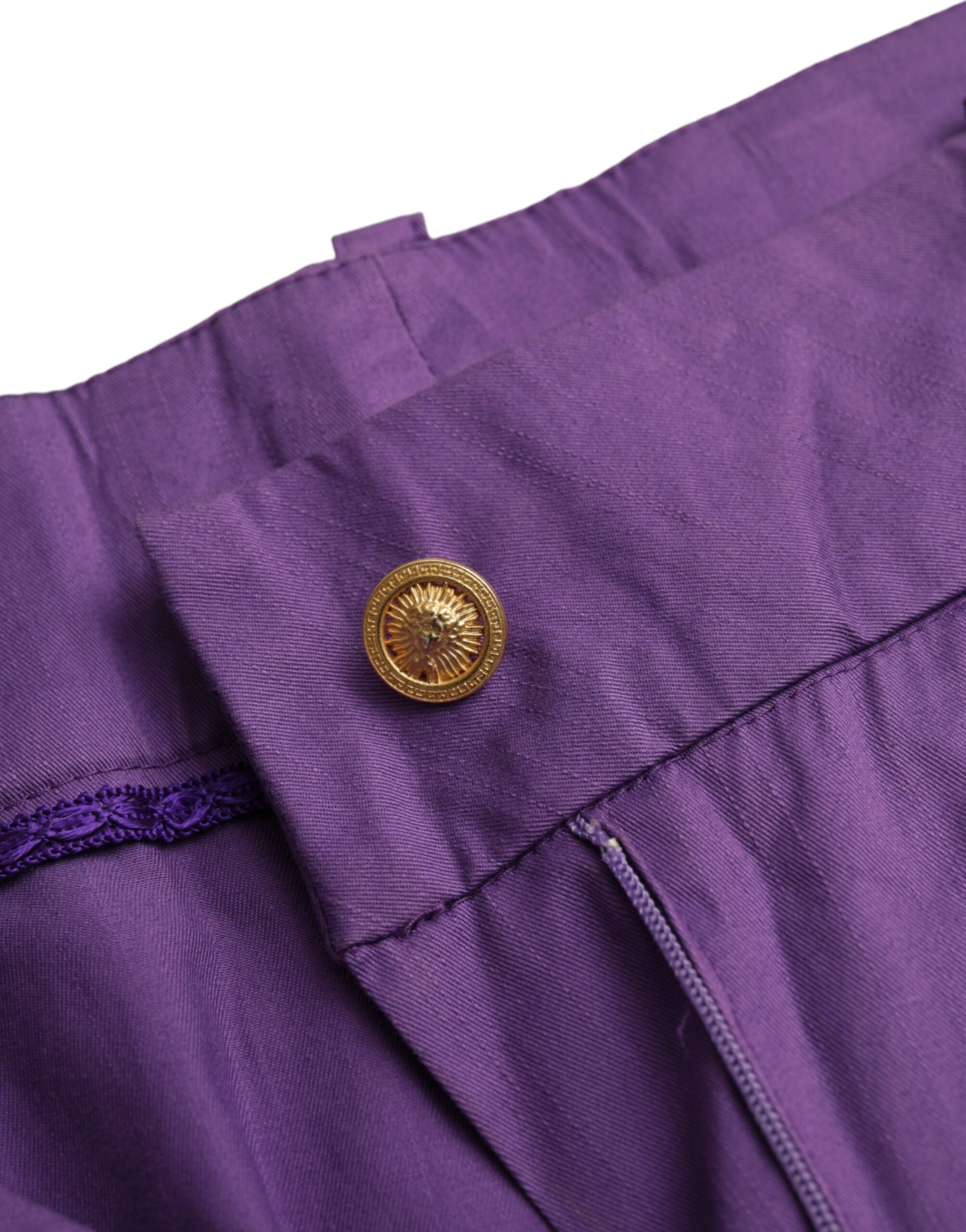BENCIVENGA Purple Cotton MidWaist Straight Cropped Pants - Ginchy
