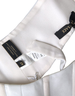 Versace White Viscose Bustier Sleeveless Cropped Top - Ginchy