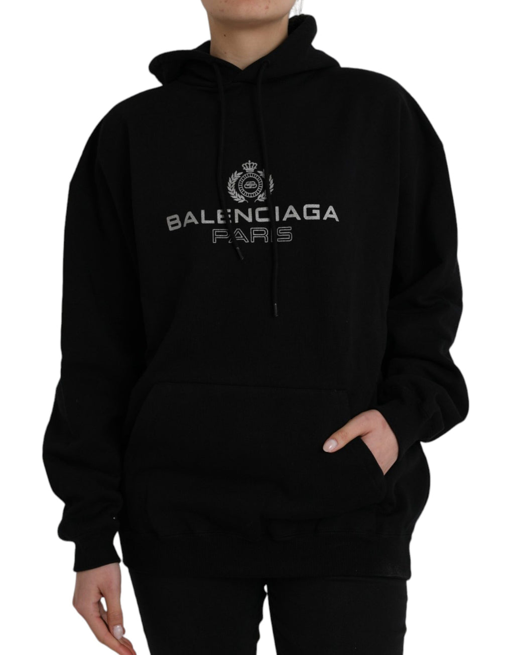 Balenciaga Black Cotton Logo Hooded Pullover Sweatshirt Sweater - Ginchy
