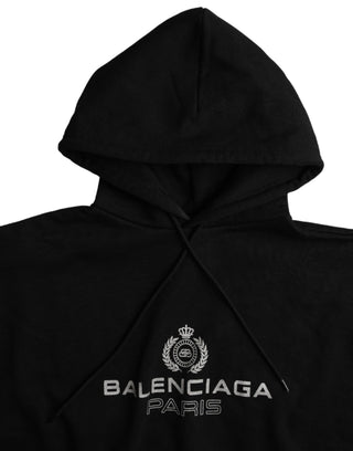 Balenciaga Black Cotton Logo Hooded Pullover Sweatshirt Sweater - Ginchy