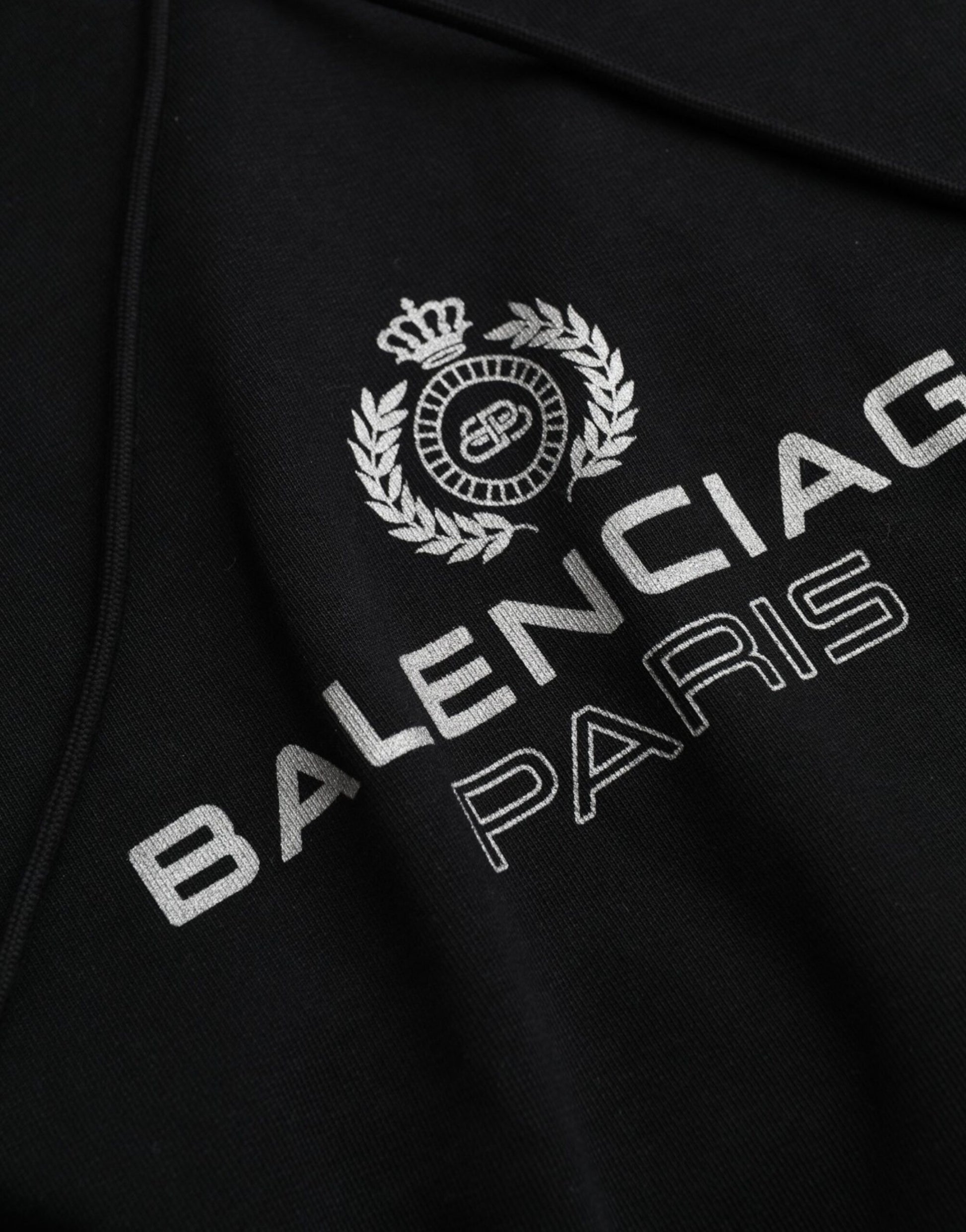 Balenciaga Black Cotton Logo Hooded Pullover Sweatshirt Sweater - Ginchy