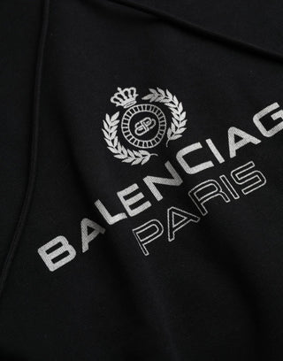 Balenciaga Black Cotton Logo Hooded Pullover Sweatshirt Sweater - Ginchy