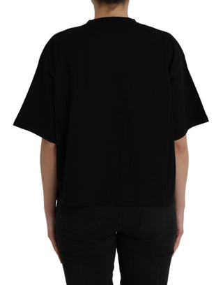 Balenciaga Black Cotton Logo Crew Neck Short Sleeves T-shirt - Ginchy