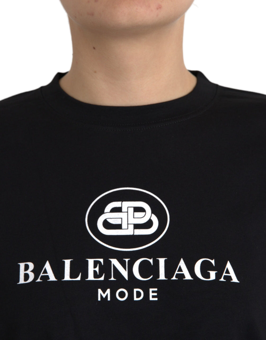 Balenciaga Black Cotton Logo Crew Neck Short Sleeves T-shirt - Ginchy