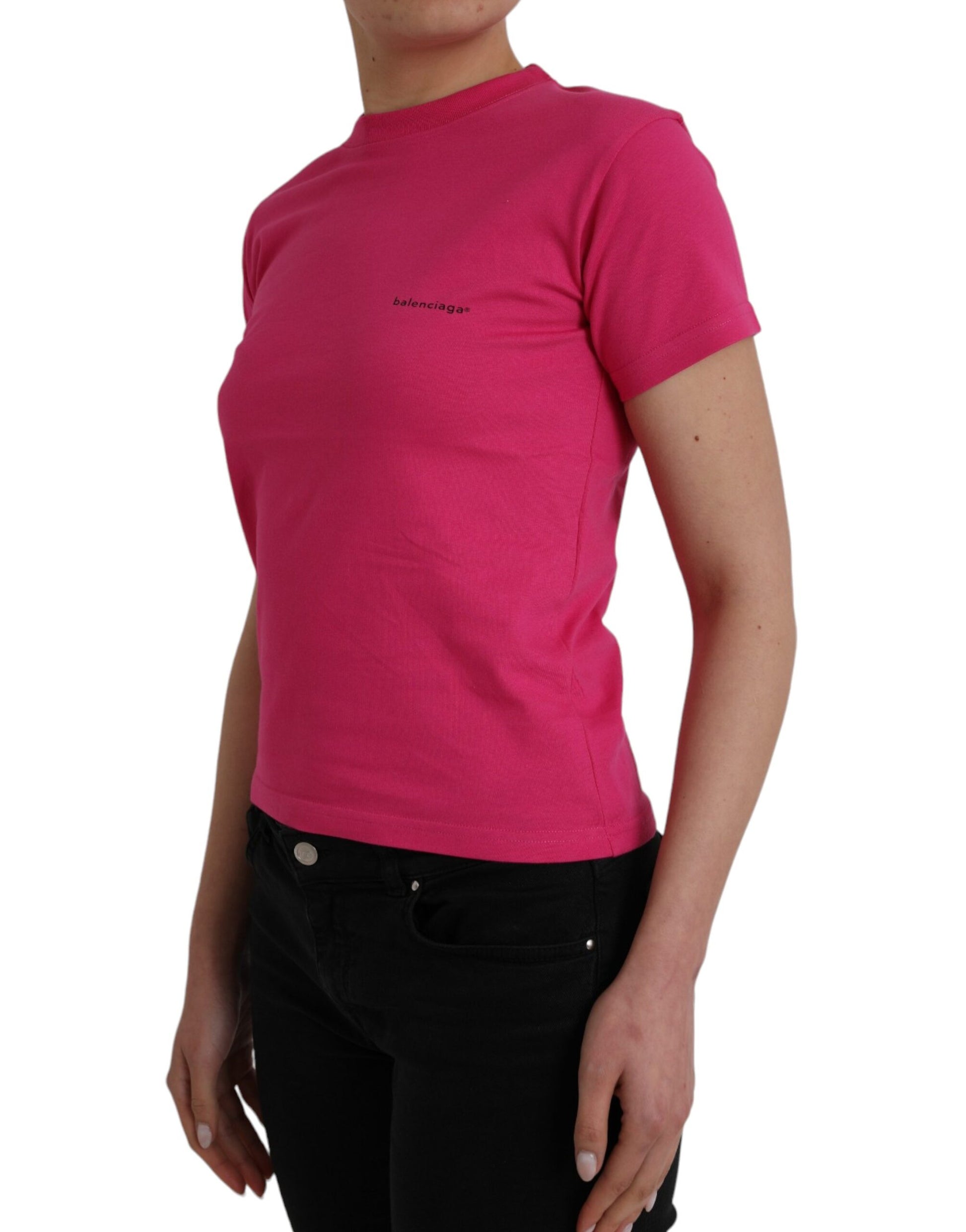 Balenciaga Pink Cotton Crew Neck Short Sleeves Tee T-shirt - Ginchy