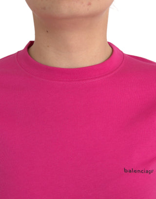 Balenciaga Pink Cotton Crew Neck Short Sleeves Tee T-shirt - Ginchy