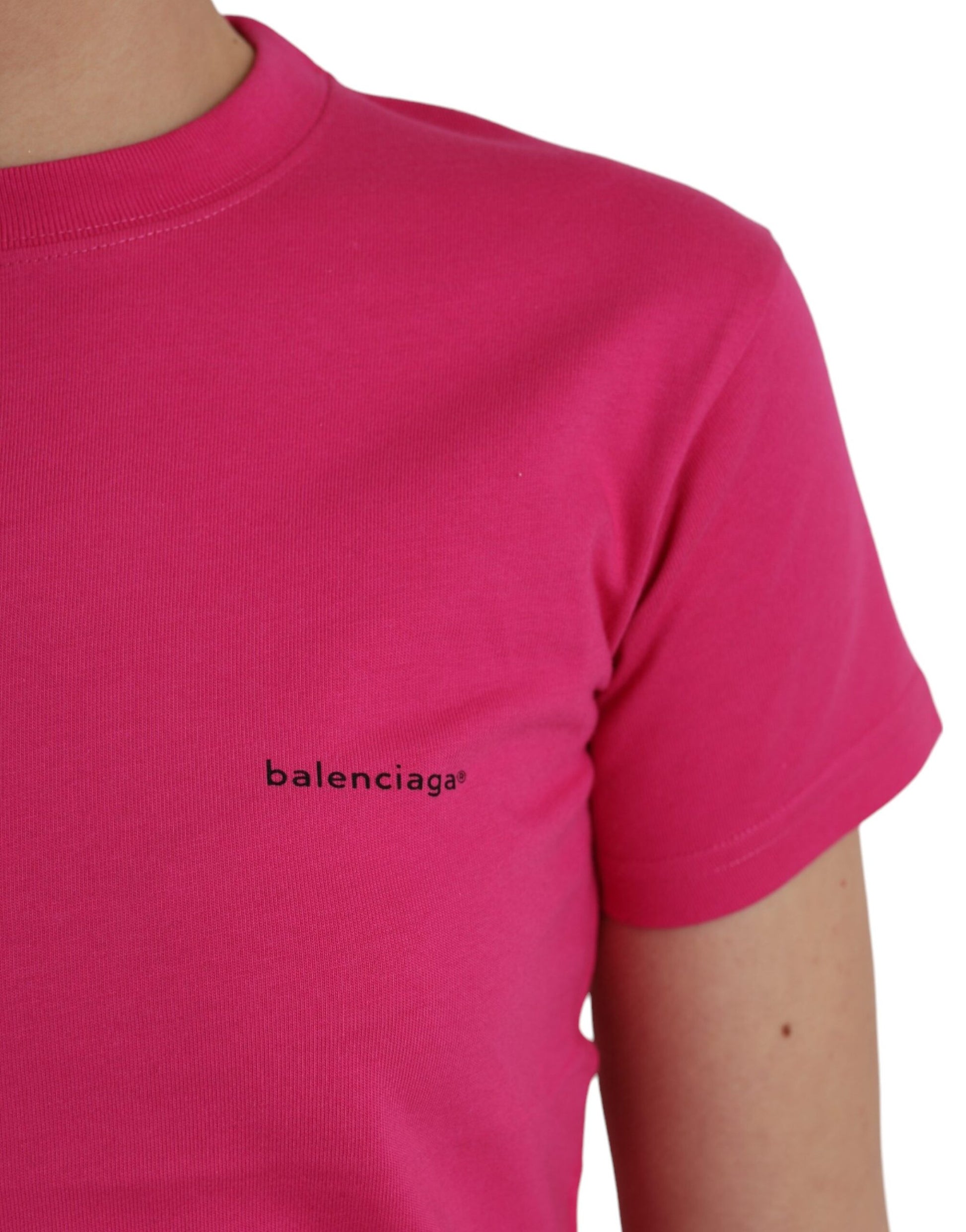 Balenciaga Pink Cotton Crew Neck Short Sleeves Tee T-shirt - Ginchy