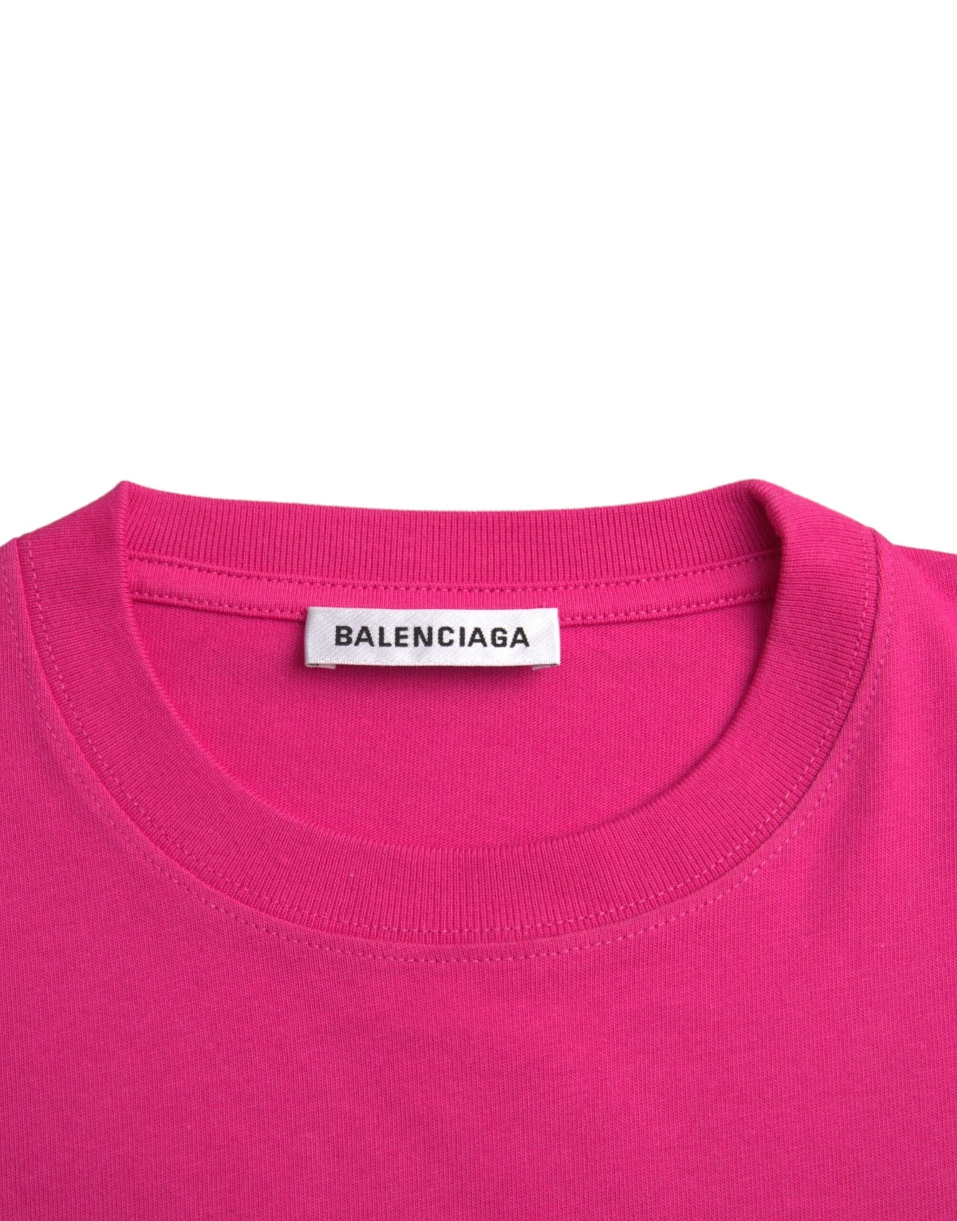 Balenciaga Pink Cotton Crew Neck Short Sleeves Tee T-shirt - Ginchy