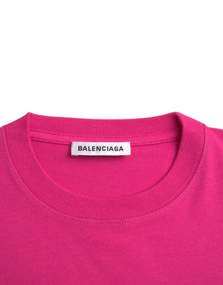 Balenciaga Pink Cotton Crew Neck Short Sleeves Tee T-shirt - Ginchy