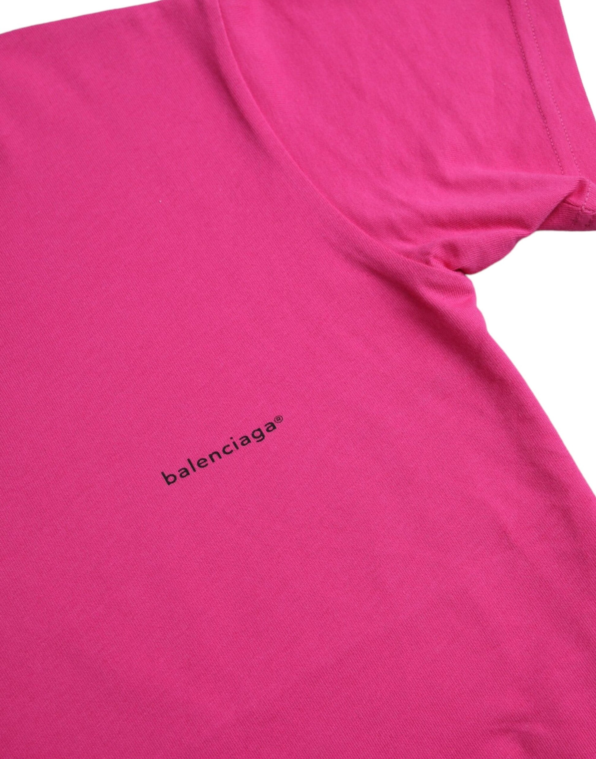 Balenciaga Pink Cotton Crew Neck Short Sleeves Tee T-shirt - Ginchy