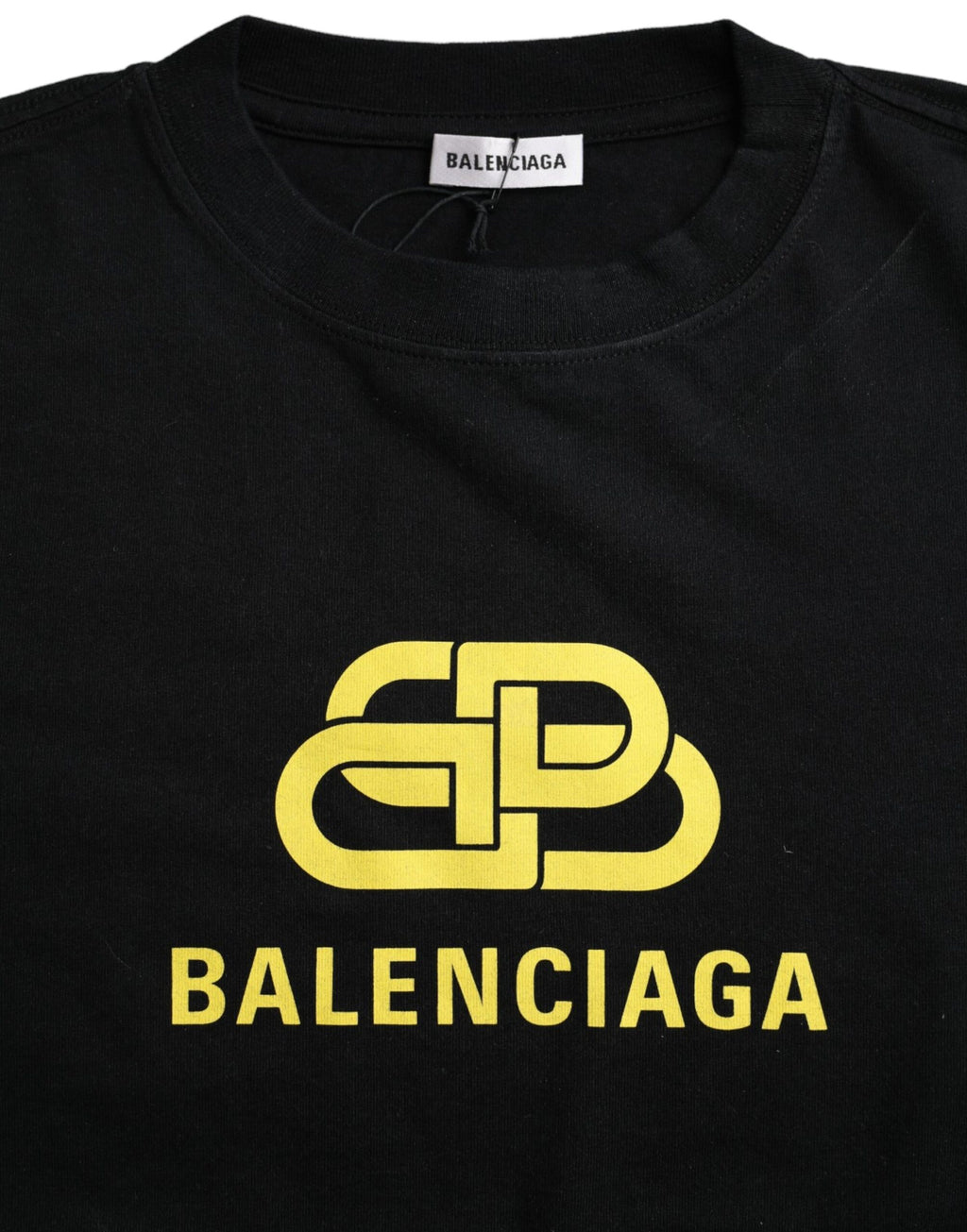 Balenciaga Black Cotton Logo Print Crew Neck Short Sleeves T-shirt - Ginchy