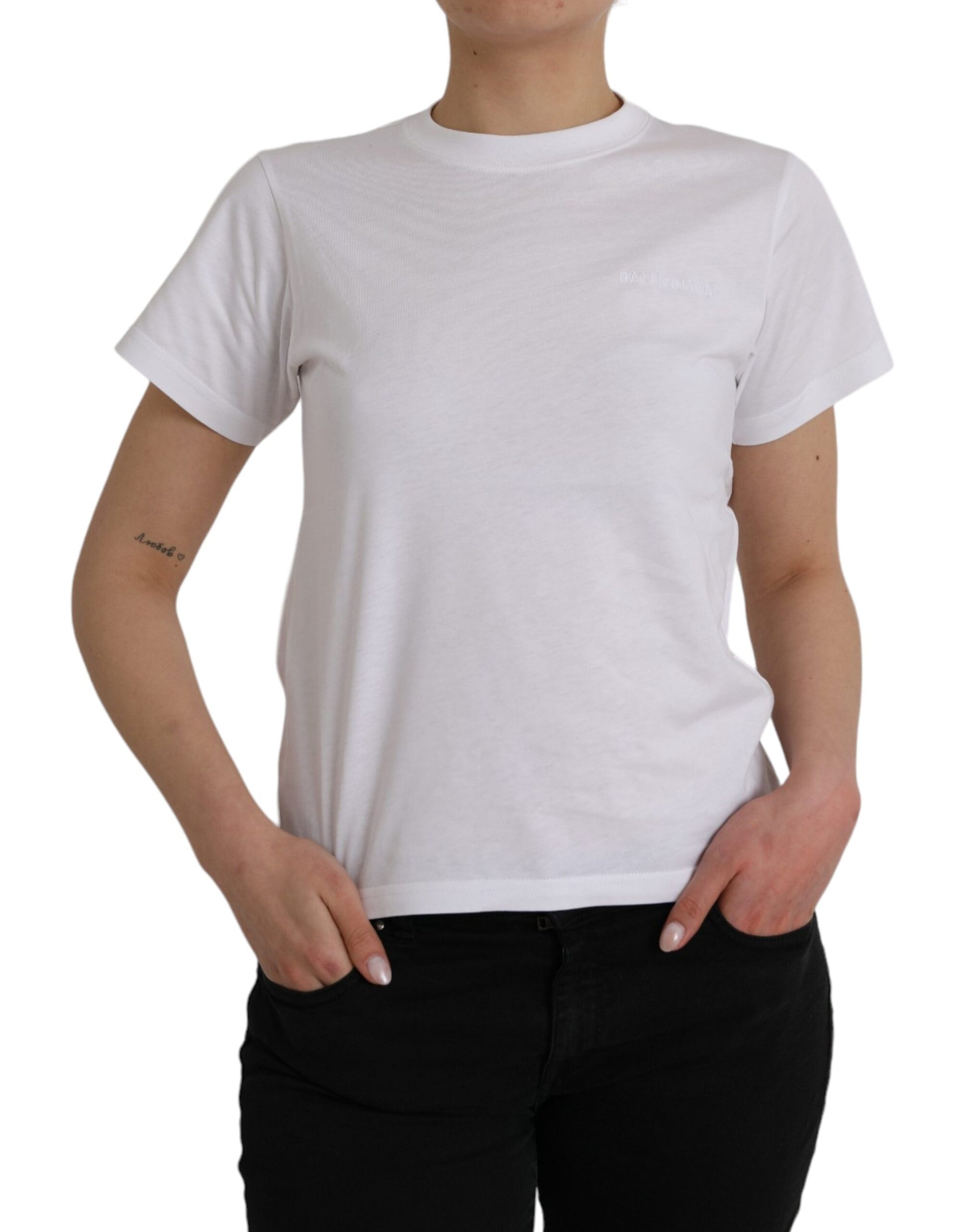 Balenciaga White Cotton Crew Neck Short Sleeves T-shirt - Ginchy