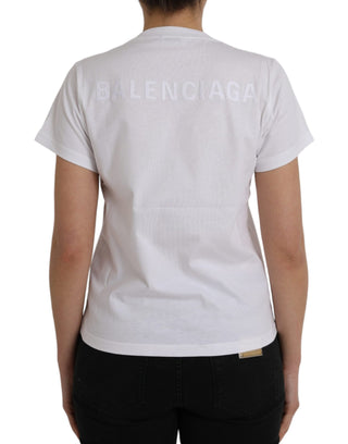 Balenciaga White Cotton Crew Neck Short Sleeves T-shirt - Ginchy