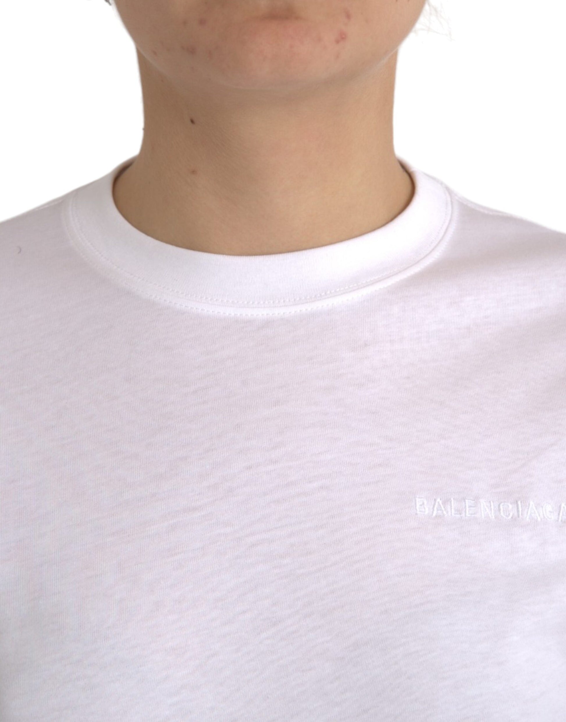 Balenciaga White Cotton Crew Neck Short Sleeves T-shirt - Ginchy