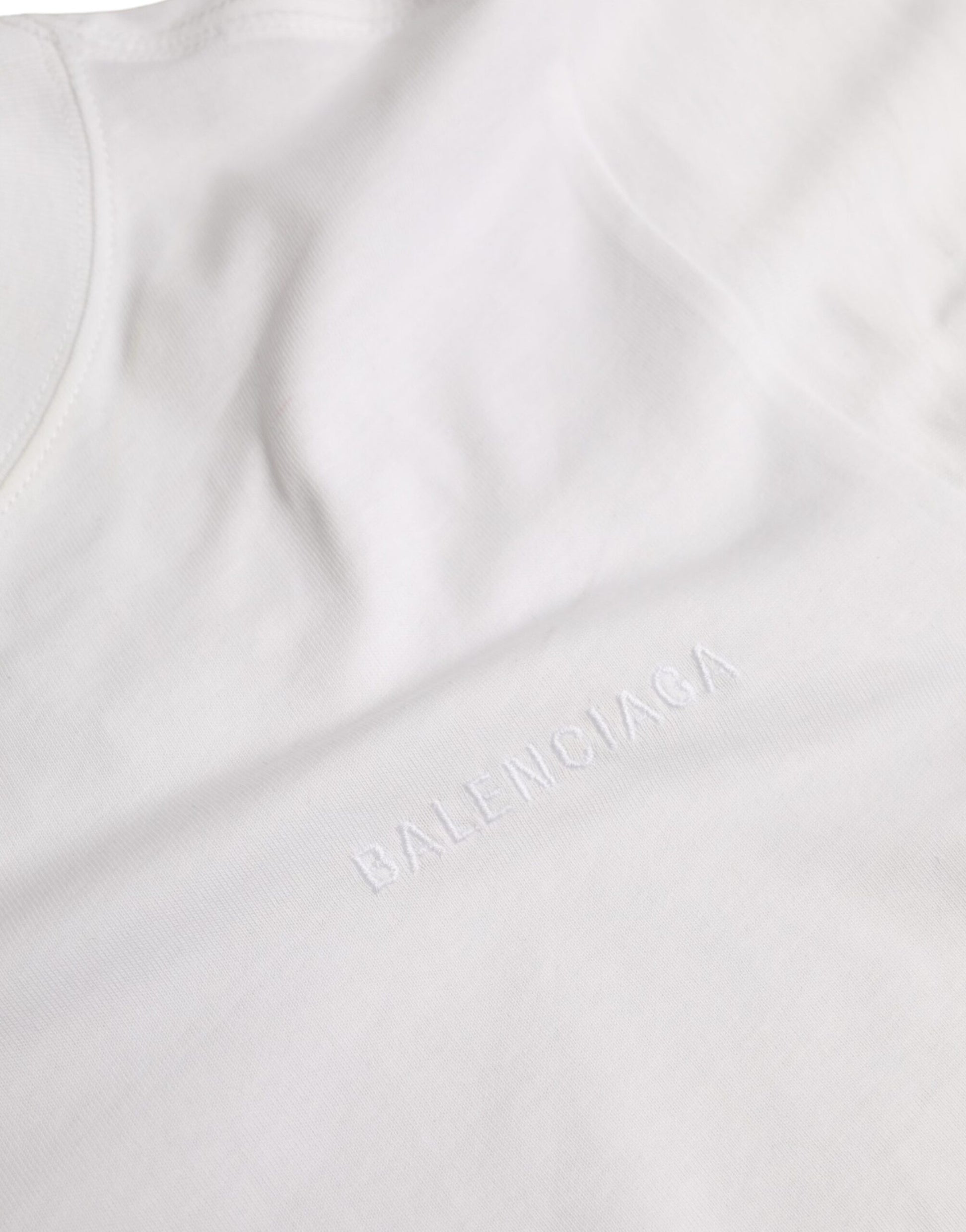 Balenciaga White Cotton Crew Neck Short Sleeves T-shirt - Ginchy