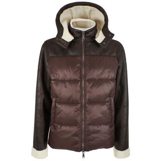 Yes Zee Brown Nylon Men's Quilted Jacket - Ginchy