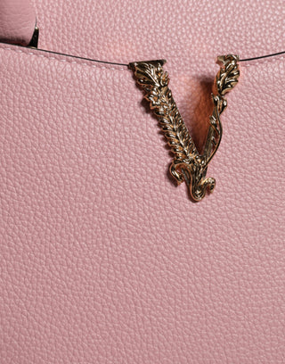 Versace Pink Small Top Handle Grainy Calf Leather Crossbody Bag - Ginchy