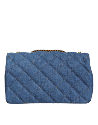Versace Blue Quilted Denim Leather Crossbody Shoulder Bag - Ginchy